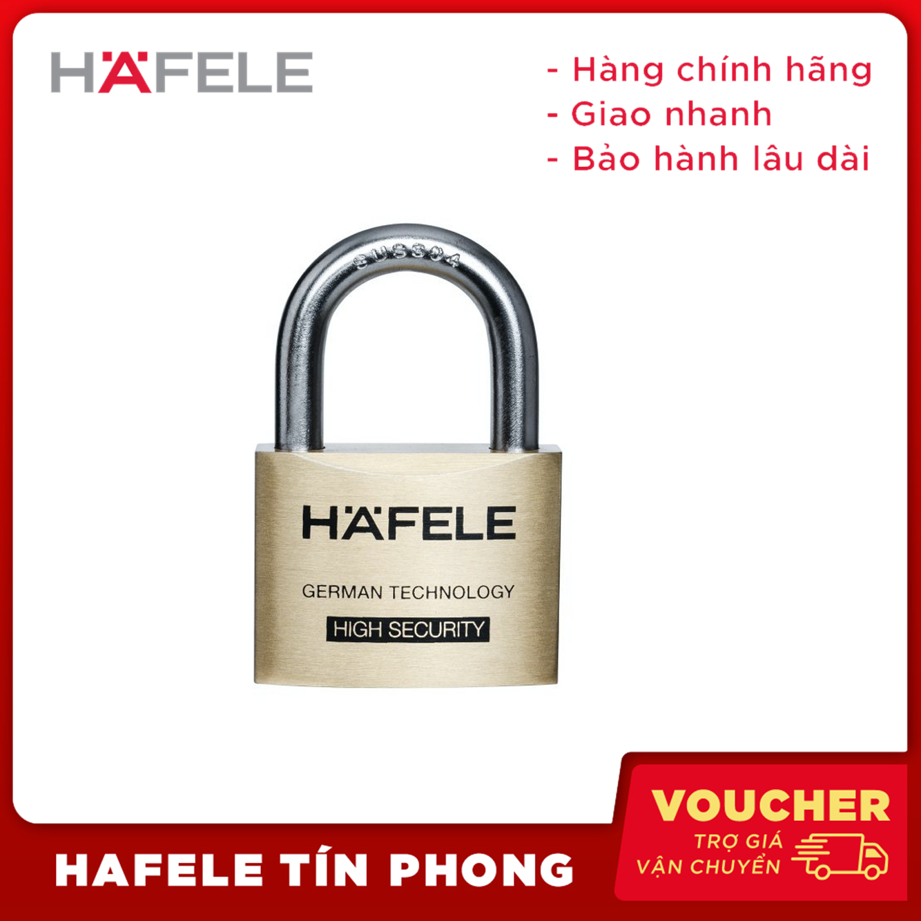 Ổ khóa, ổ khóa cửa hafele 4 cái h76xw50xt18 482.01.976 - đồng thau, còng khóa 8cm, ruột khóa chống khoan cắt - hàng chính hãng, bảo hành 1 năm