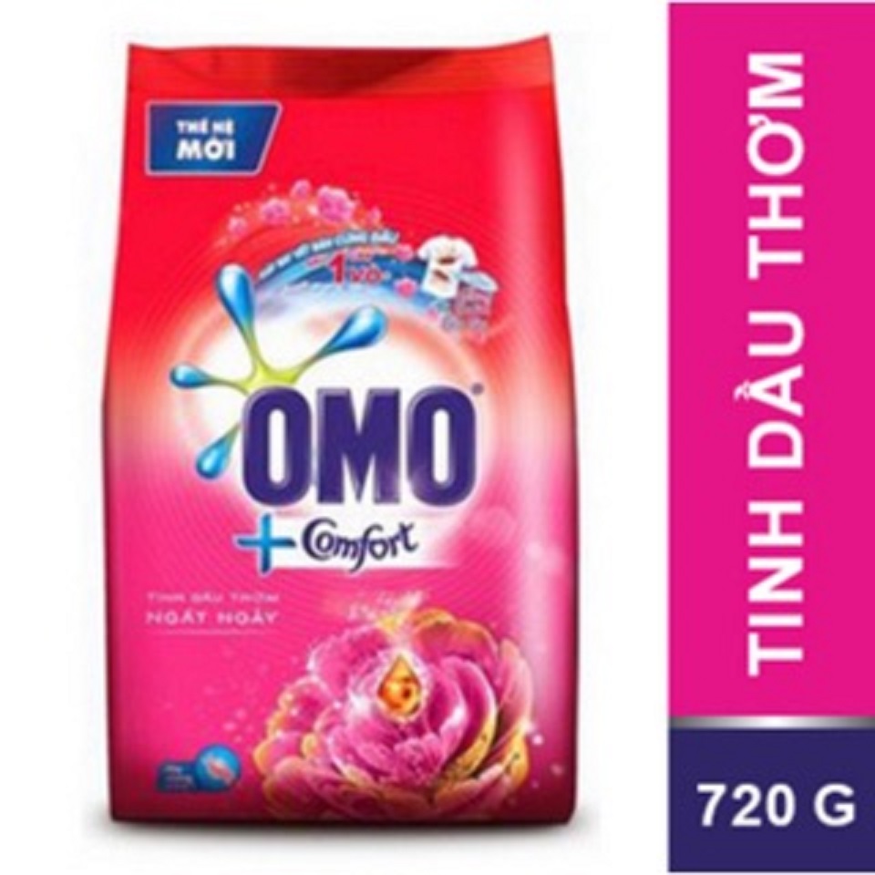 Bột giặt omo tinh dầu thơm màu hồng 720g