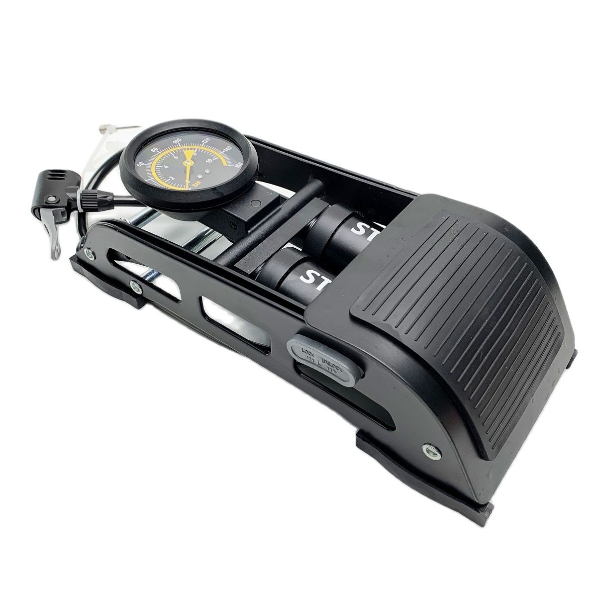 bơm đạp chân 2 piston cho ô tô xe máy, bơm hơi đạp chân mini - Bơm stanlays khỏe và bền 160psi