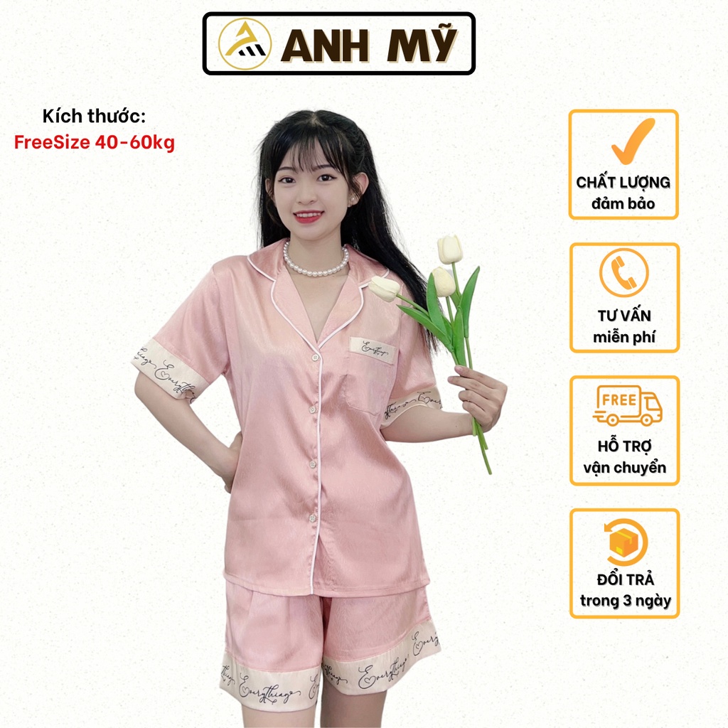 Đồ bộ pijama ANH MỸ chất liệu lụa xước ánh kimcao cấp chính hãng chữ ký
