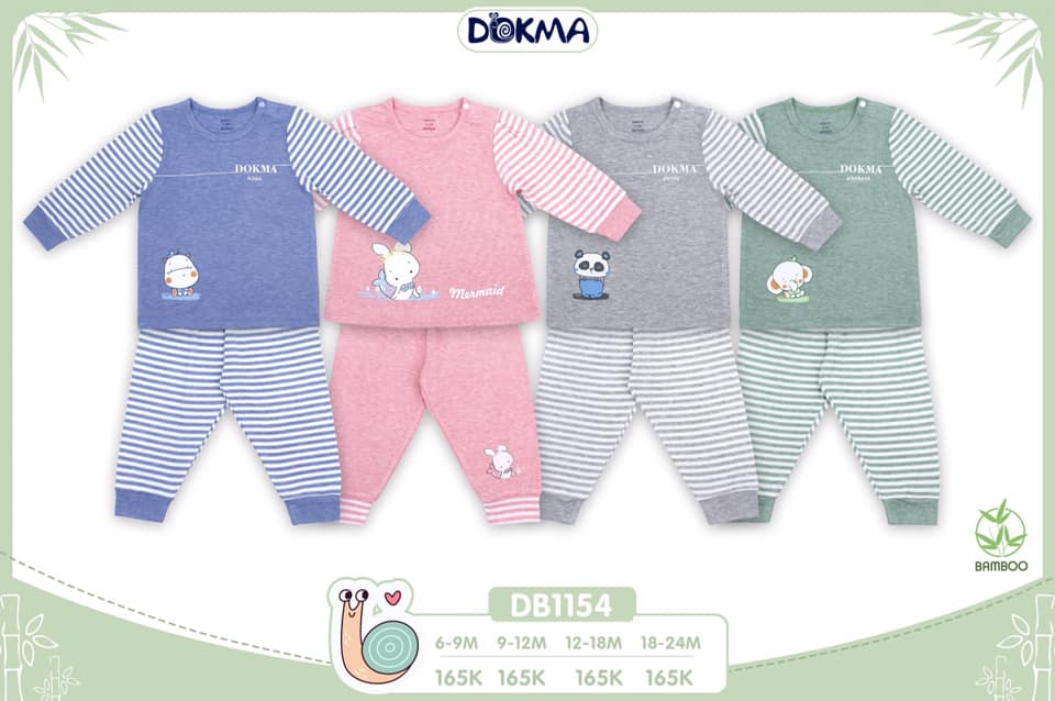 Bộ cài vai dài tay Dokma vải Bamboo mềm mịn cho bé 9-24M