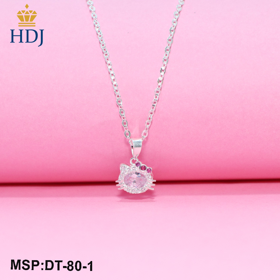 Dây chuyền bạc cho bé gái mặt Hello Kitty đẹp trang sức HDJ mã DT-80-1