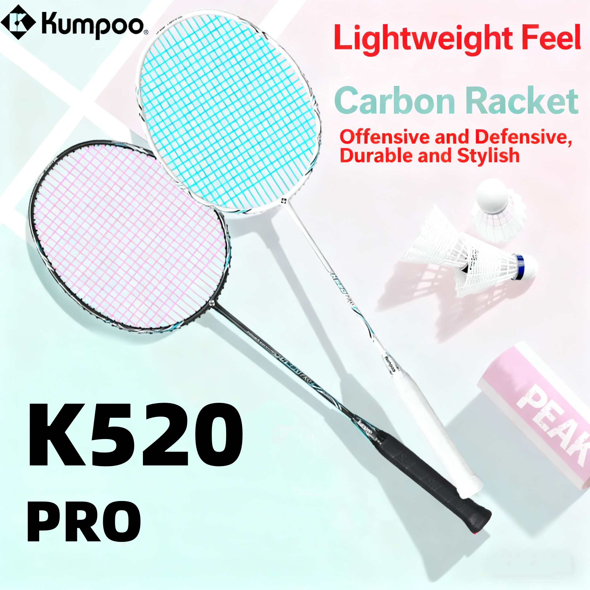  Vợt cầu lông Kumpoo K520 pro Hàng chính hãng,tặng kèm bao đựng và quấn cán căng sẵn 11kg Freeship 