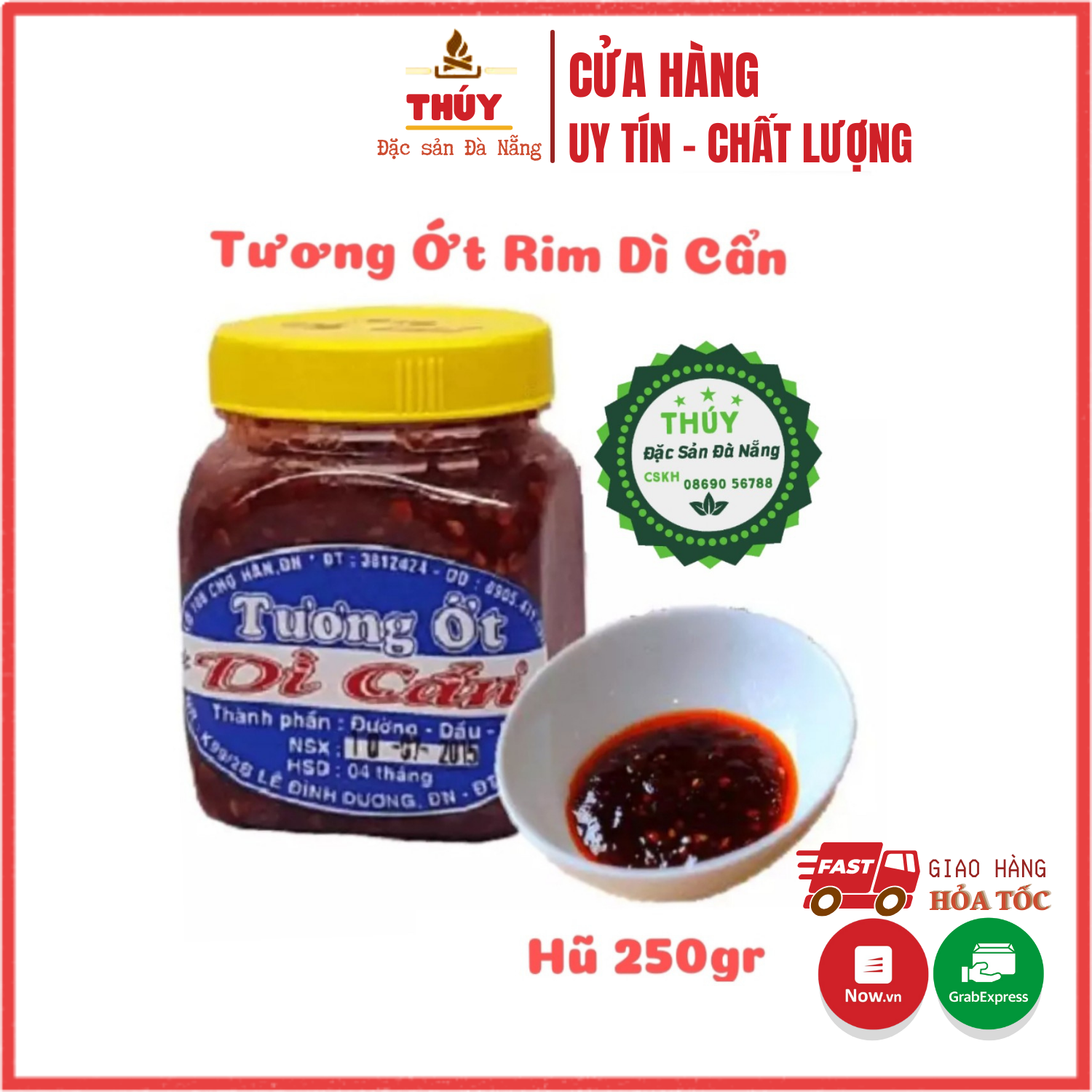 Tương Ớt Rim Dì Cẩn Đà Nẵng  hũ 250gr - vị cay cay ngọt ngọt chấm gì cũng ngon