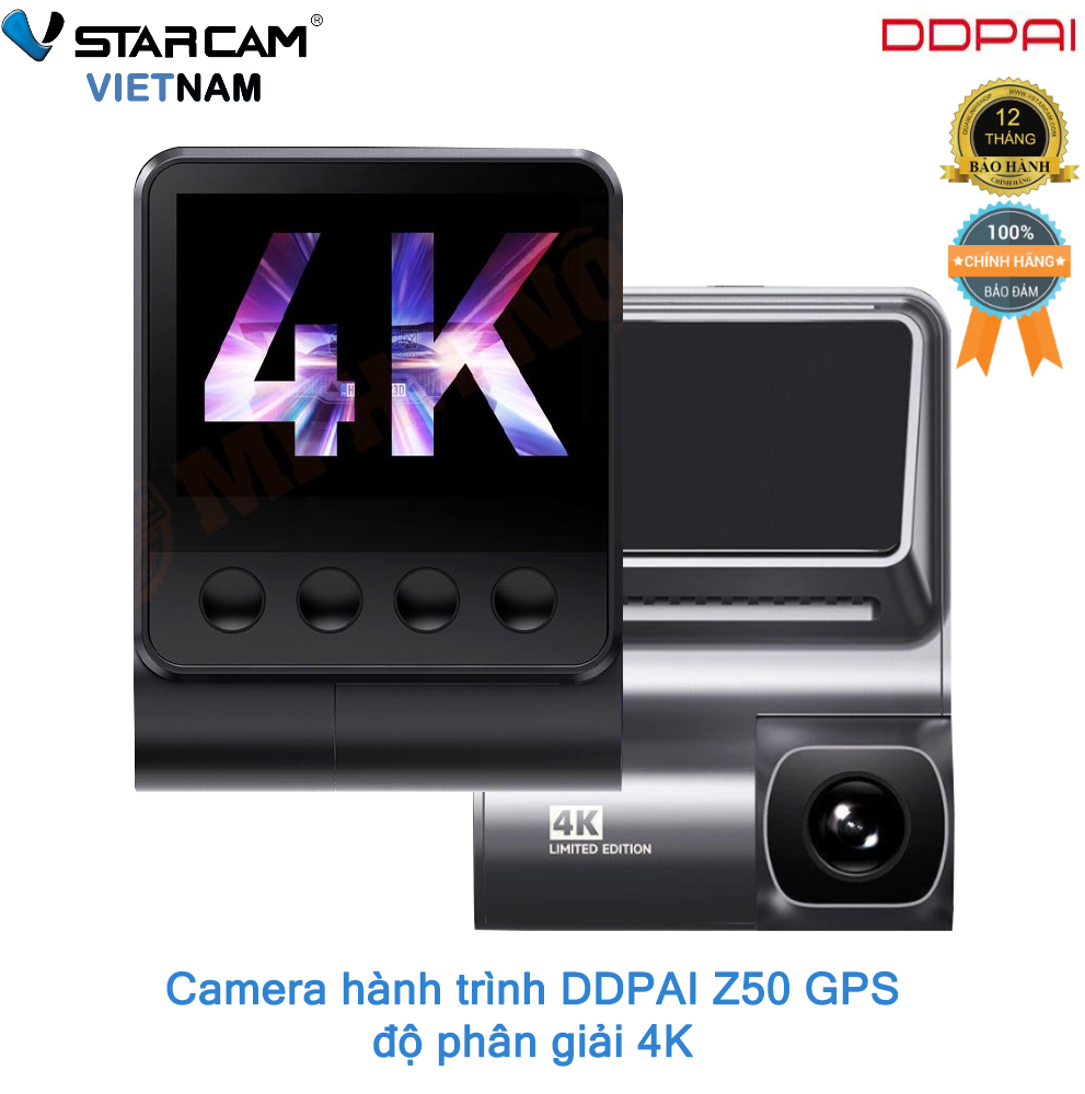 Camera hành trình DDPAI Z50 độ phân giải 4K, tích hợp GPS