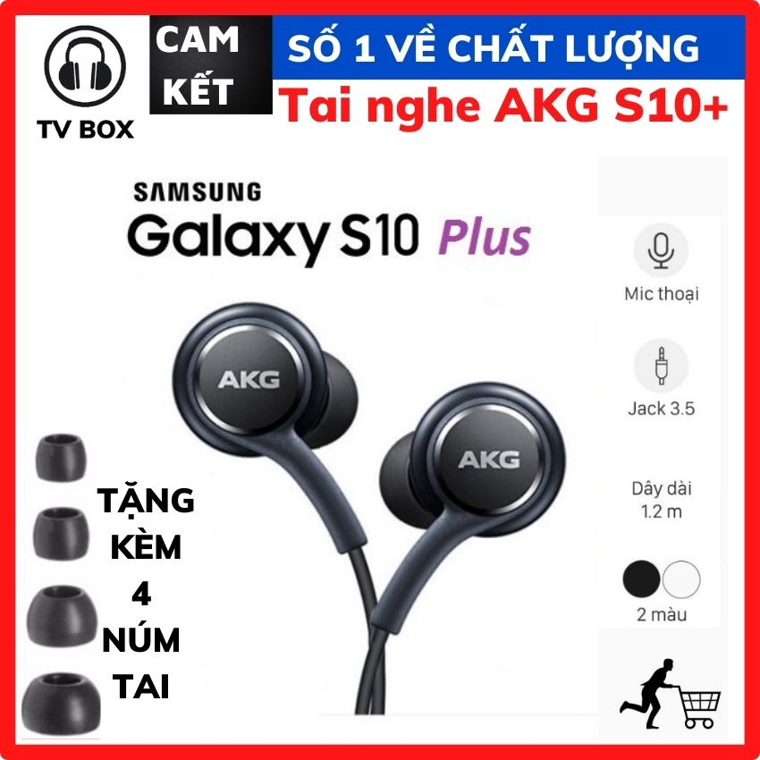 ZIN BÓC MÁY Tai nghe Sam.sung Galaxy S10 TV6 LTV BOX, S10 Plus AKG chân cắm 3.5mm phiên bản mới + Tặng 4 nút tai phụ