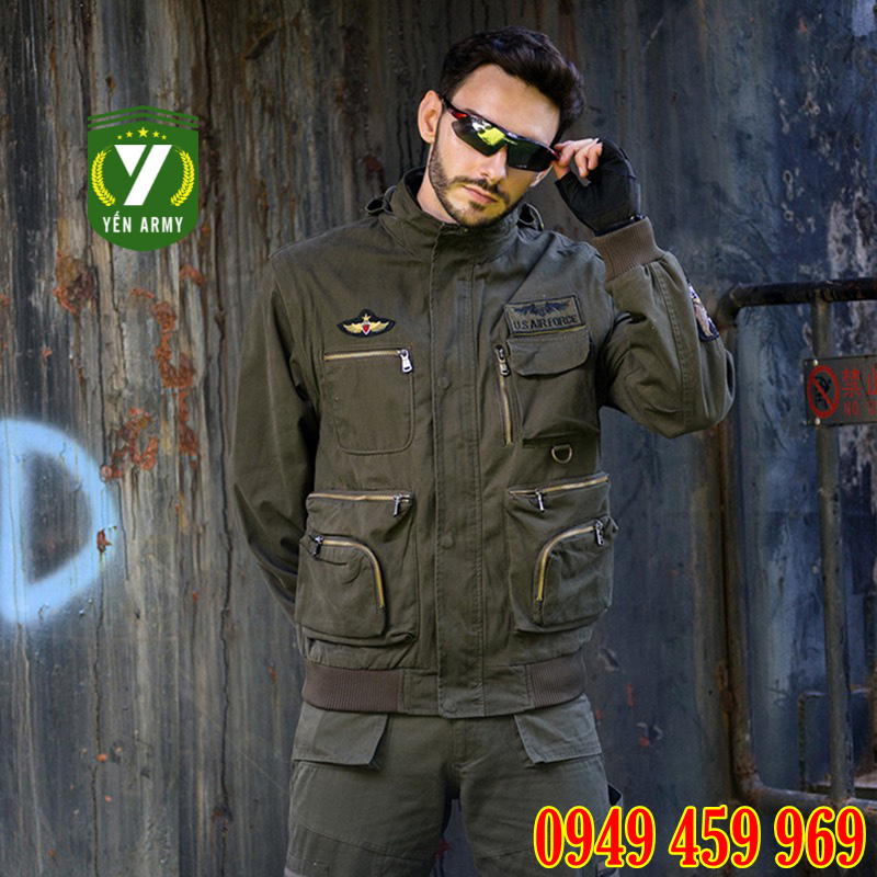 Áo Khoác Lính Nam - Áo Khoác Kaki Nam Túi Hộp Phong Cách Lính Mỹ - Mã AK1207