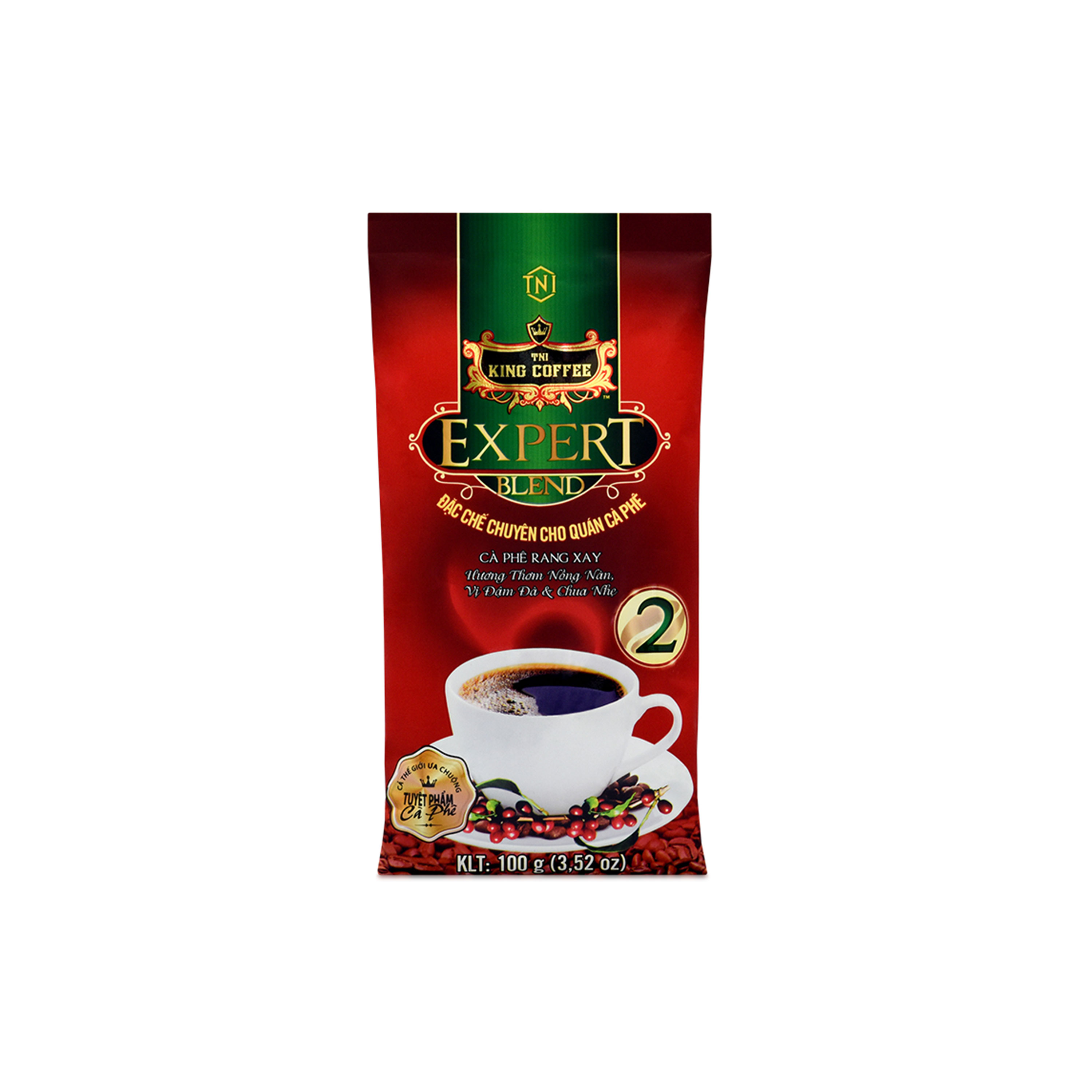 Cà Phê Rang Xay Expert Blend 2 KING COFFEE - Túi 100g - Sản phẩm đặc chế dành riêng cho quán café - cà phê nguyên chất Robusta & Arabica chọn lọc từ Buôn Ma Thuột và Đà Lạt - Đậm đà pha chút chua nhẹ