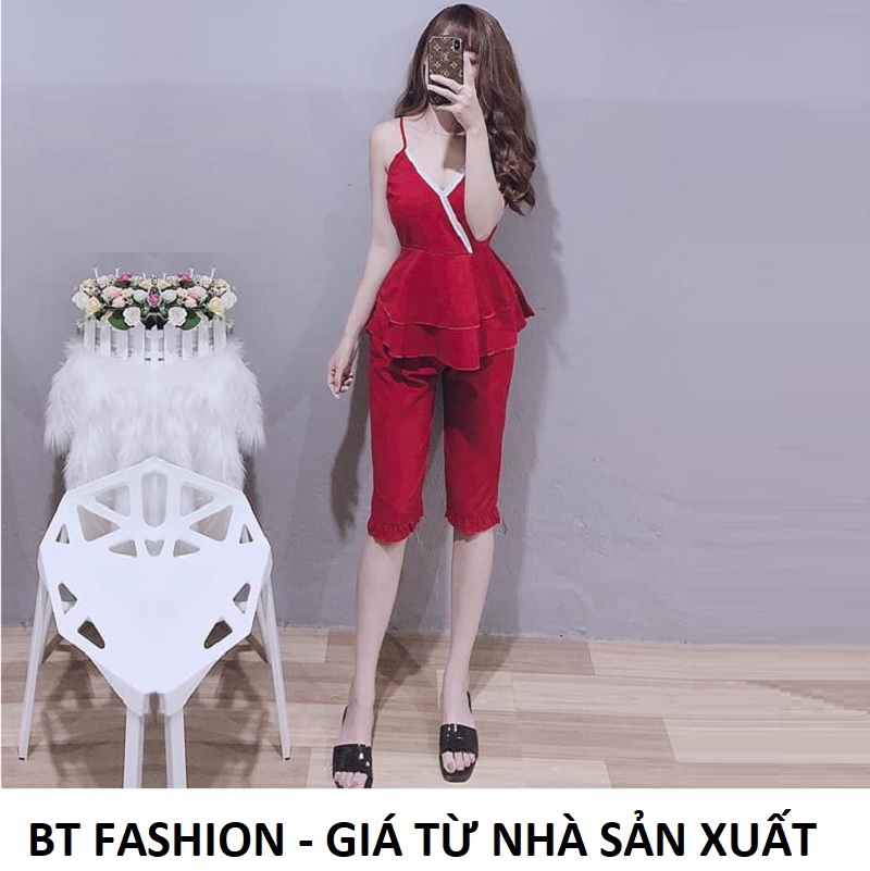 Đồ Bộ Mặc Nhà Vải Katê Lụa Mền Mại, Mát, Thời Trang - BT Fashion (Kate Lững- Trơn 2 Dây 02)