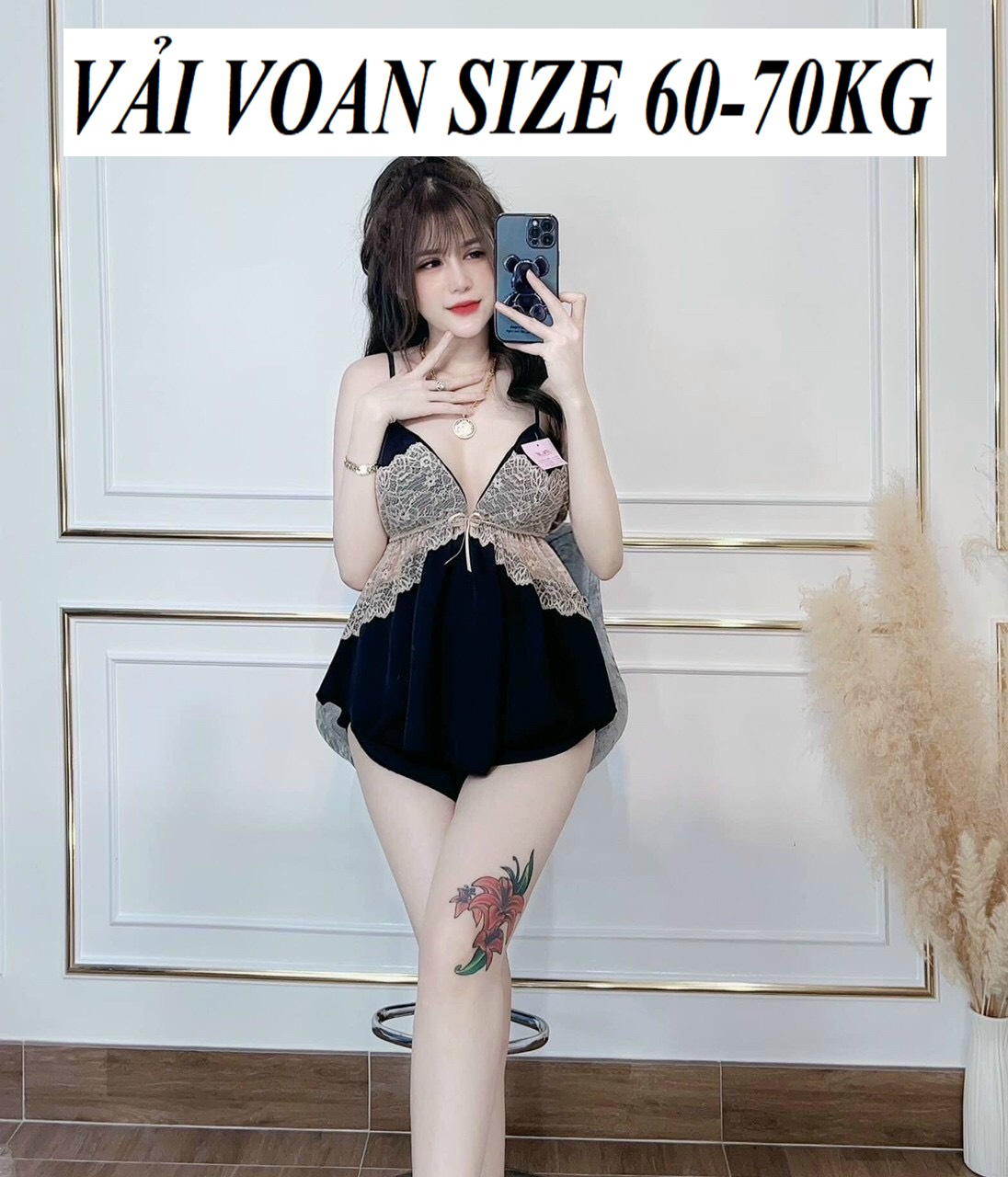 [Hoàn tiền 20%] [BIGSIZE 60-70KG] Đồ Ngủ Sexy Hai Dây Có Mút Vải Voan Mềm MạiFreesize từ 60-70KG-Set