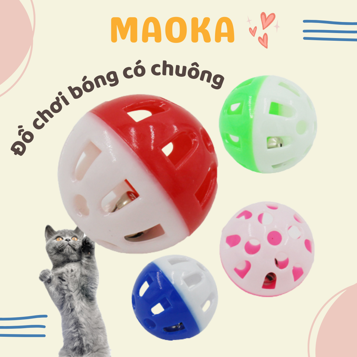 Đồ chơi cho chó mèo bóng chuông lục lạc MaoKa Shop