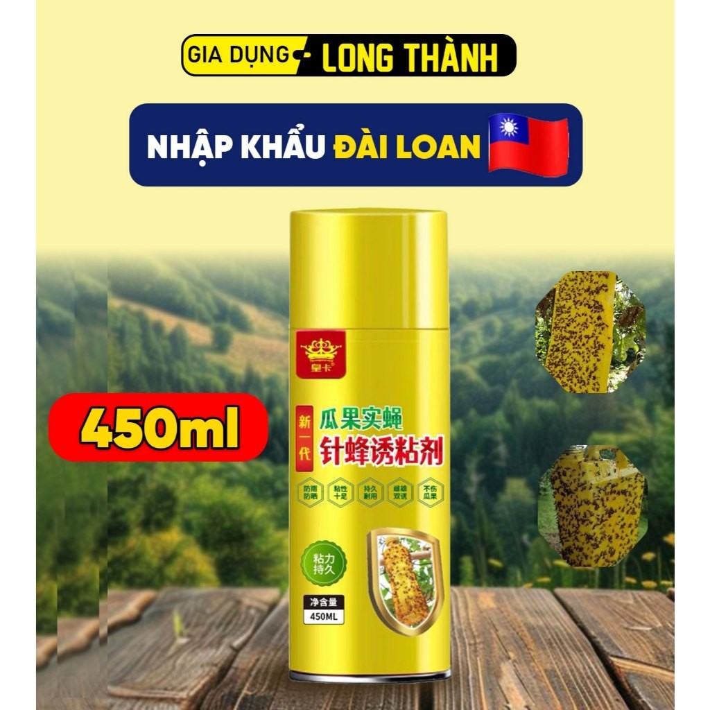 Bẫy Ruồi Vàng Đài Loan Chai 450ml - Bắt ruồi đực, ruồi cái, xịt ruồi vàng bám chắc 60 ngày.