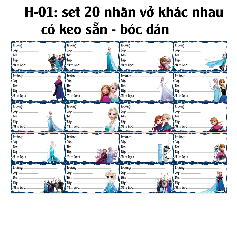 Nhãn vở Công chúa Elsa - Nhãn dán Công chúa Elsa