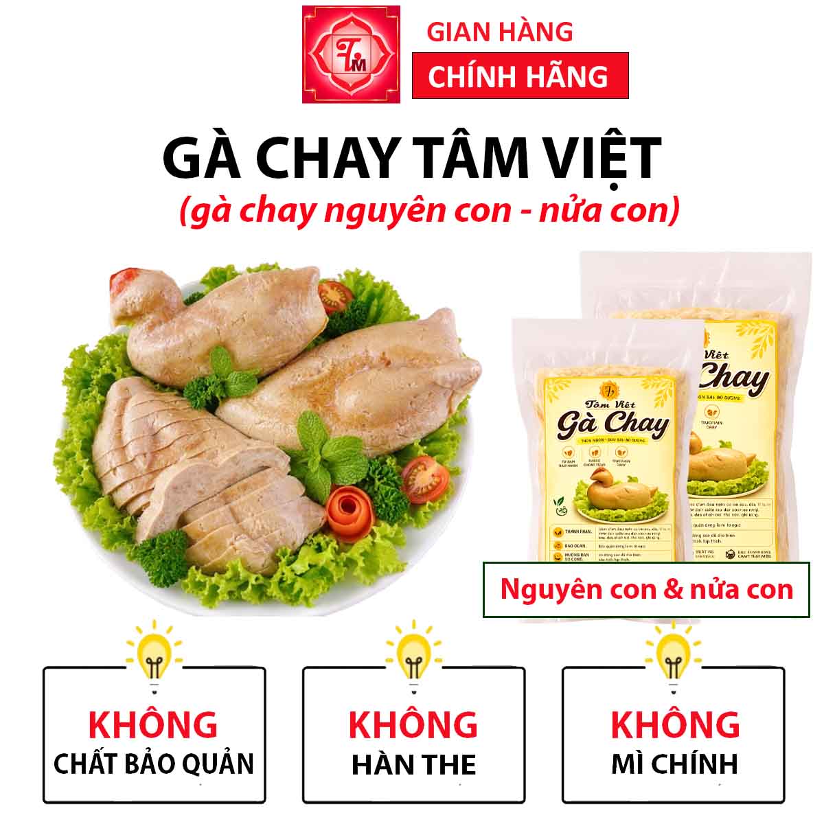 Gà cúng chay (nguyên con- nửa con), gà chay Tâm Việt, thực phẩm chay đông lạnh hỏa tốc HN - LOẠI NGON