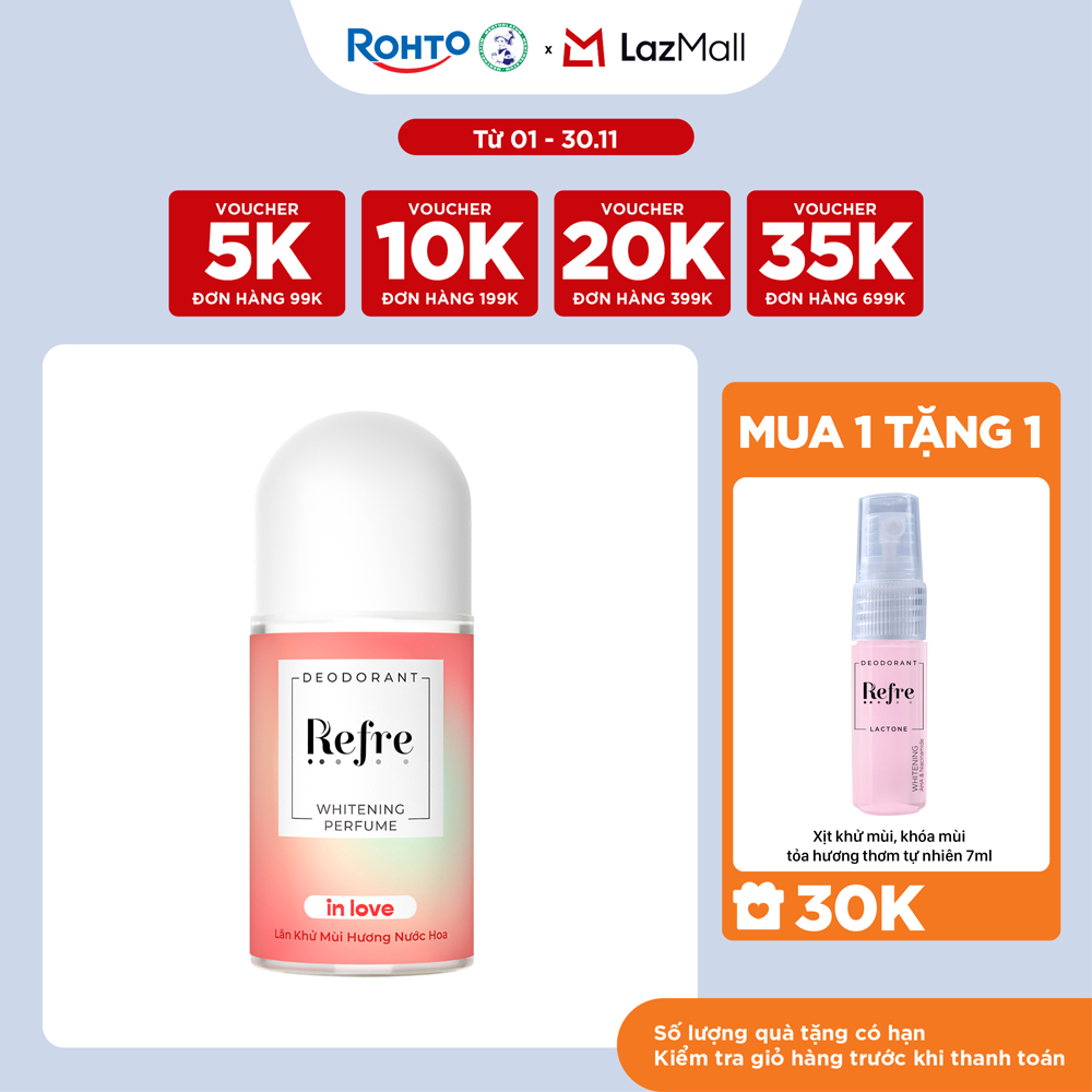 Lăn khử mùi dưỡng trắng hương nước hoa Refre Whitening Perfume In Love - Hương Tình Yêu 40ml