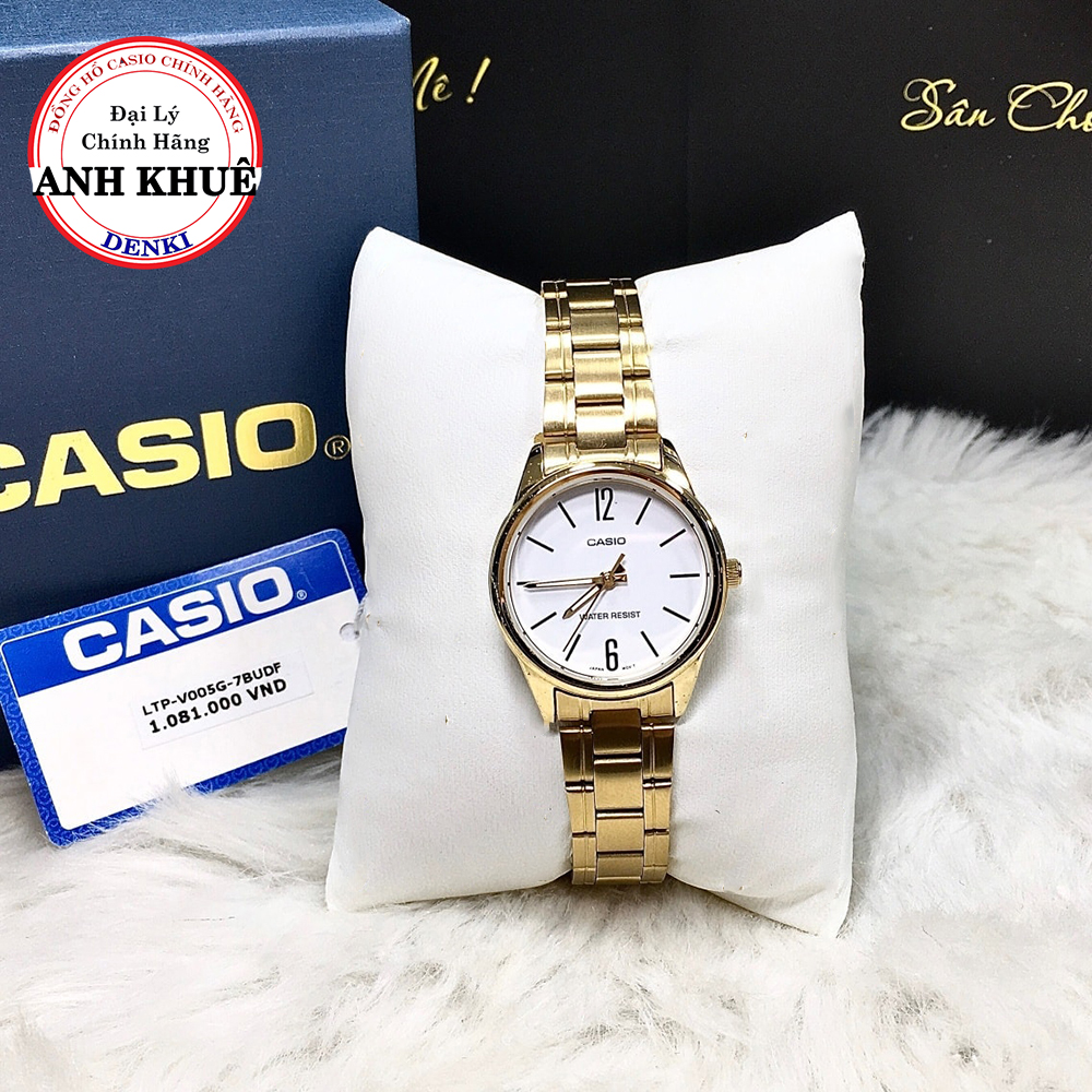 Đồng hồ nữ dây kim loại casio standard chính hãng anh khuê ltp-v005g-7budf