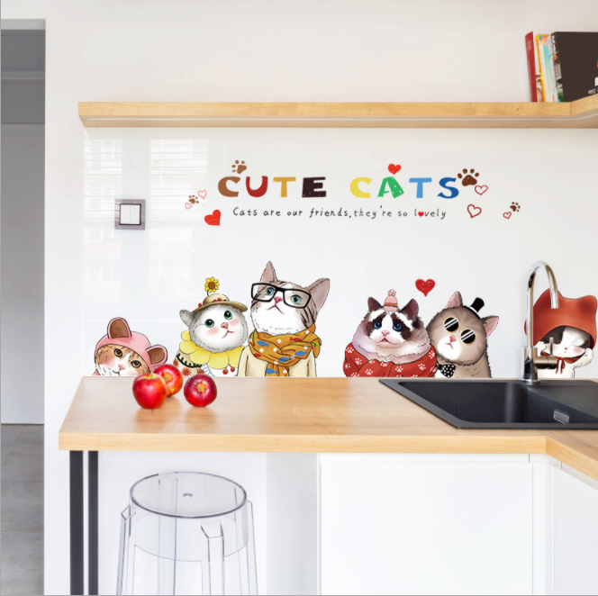 Decal dán tường Mèo cute TLL126