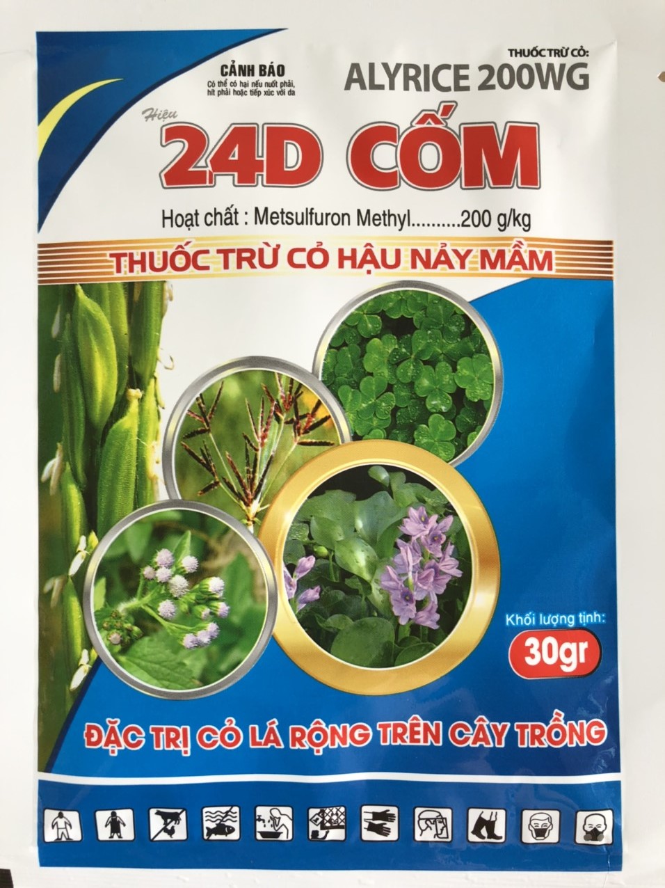 Thuốc diệt cỏ 2 lá mầm: cỏ trai, cỏ mần trầu, cỏ lác phun được 200 lít nước- gói 35g