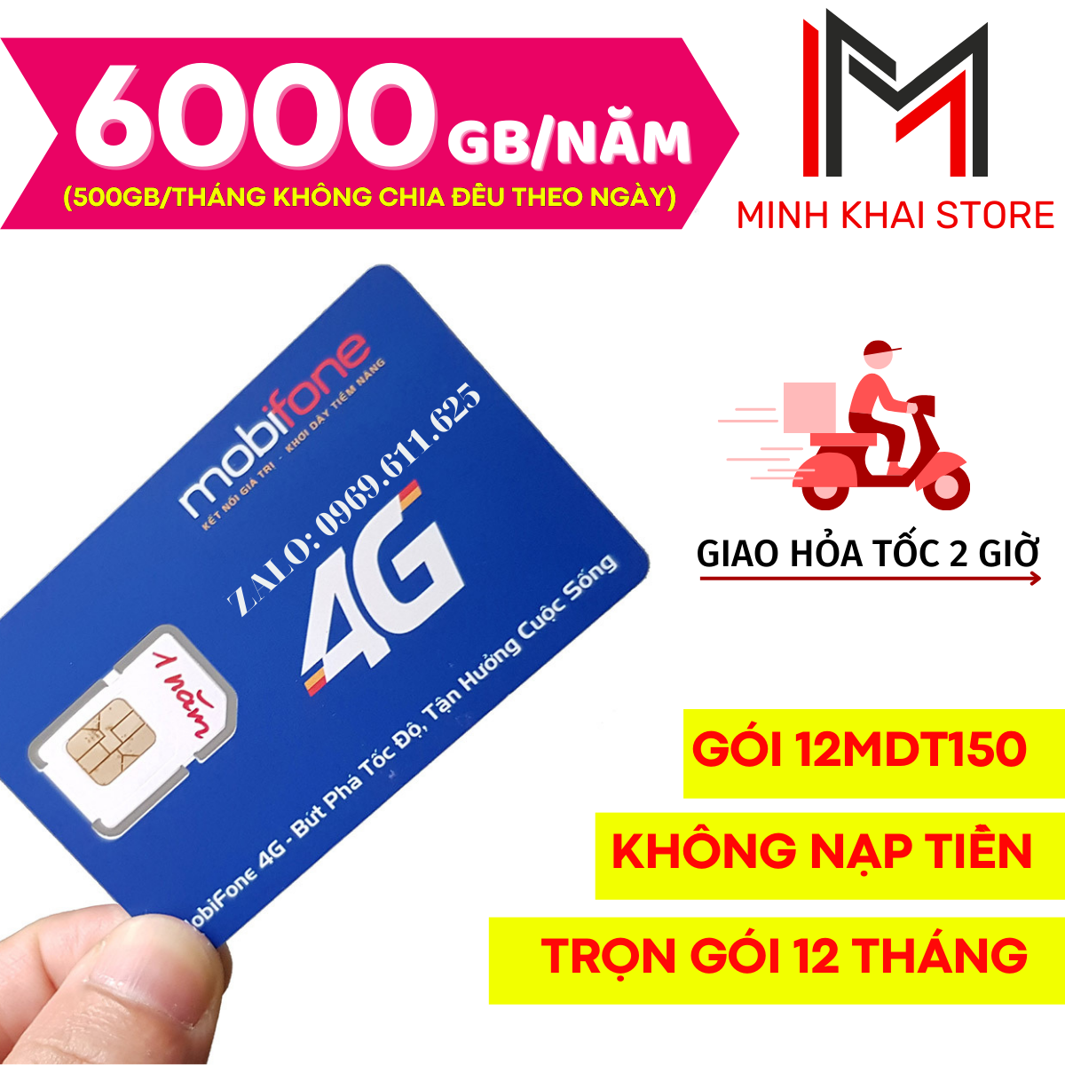 ( 17GB 1 NGÀY ) Sim 4G Mobifone Trọn gói 1 năm 12MDT150 - 500GB 1 tháng ( Có Esim ) - Thích hợp phát WIFI - Trọn gói 1 Năm KHÔNG NẠP TIỀN . FREESHIP - CHƯA KÍCH HOẠT.