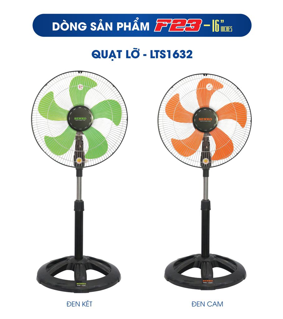 Quạt đứng - quạt cây - quạt lỡ - quạt lửng thân sắt/inox senko lts1632