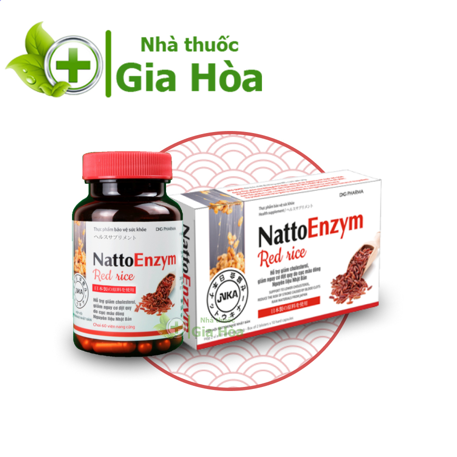 Nattoenzym Red Rice( Gạo Đỏ) - Giảm Cholesterol Máu Và Làm Tan Cục Máu Đông  Giảm Nguy Cơ Đột Quỵ - Lọ 60 Viên