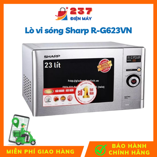 Lò vi sóng sharp có nướng R-G623VN(ST) , lò vi sóng Sharp điện từ - 23 lít