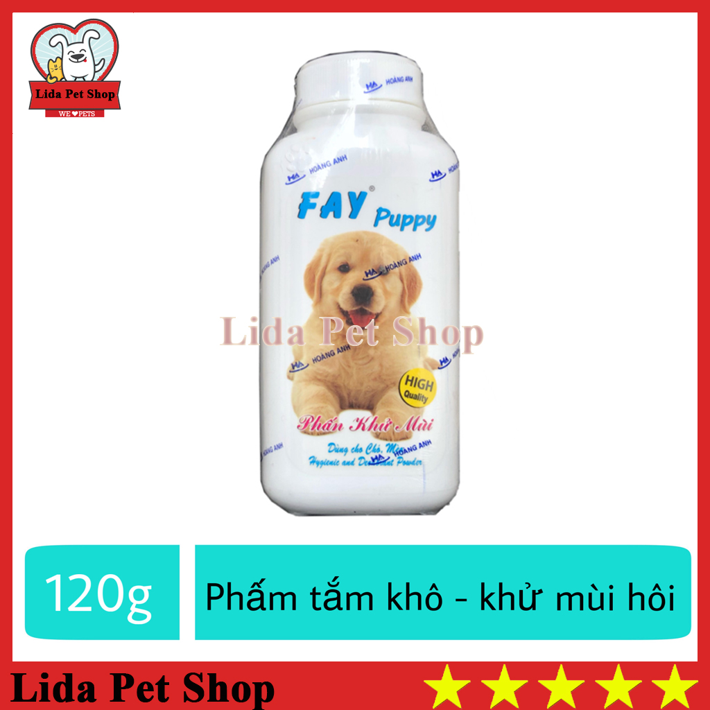 HN- Phấn tắm khô khử mùi, diệt khuẩn cho chó - Fay Puppy 120g - Lida Pet Shop