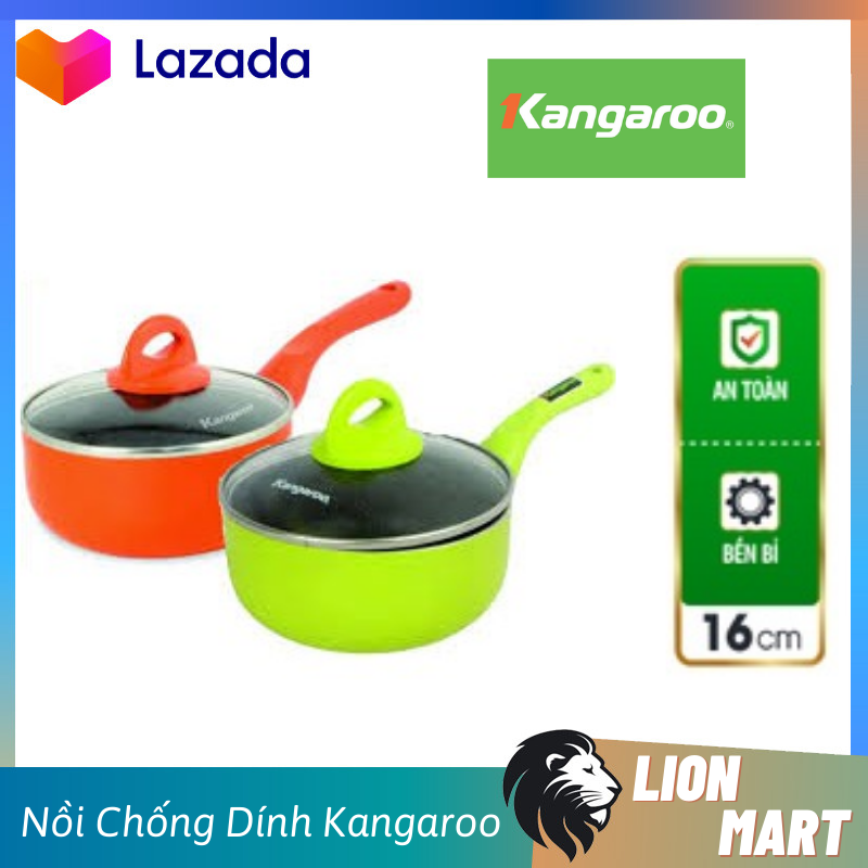 Nồi chống dính kangaroo kg921 16cm nồi nấu bột cao cấp chống dính vân đá đáy từ