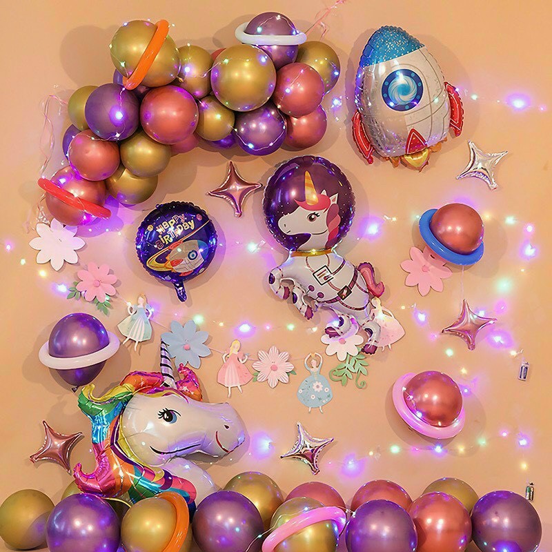 [KÈM BƠM] Set bóng sinh nhật ngựa Pony cho bé gái - Dumi Shop