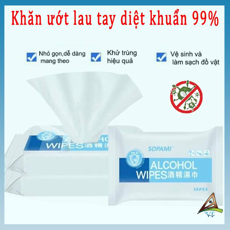 Khăn ướt lau tay có cồn diệt khuẩn alcohol wipes vatiso