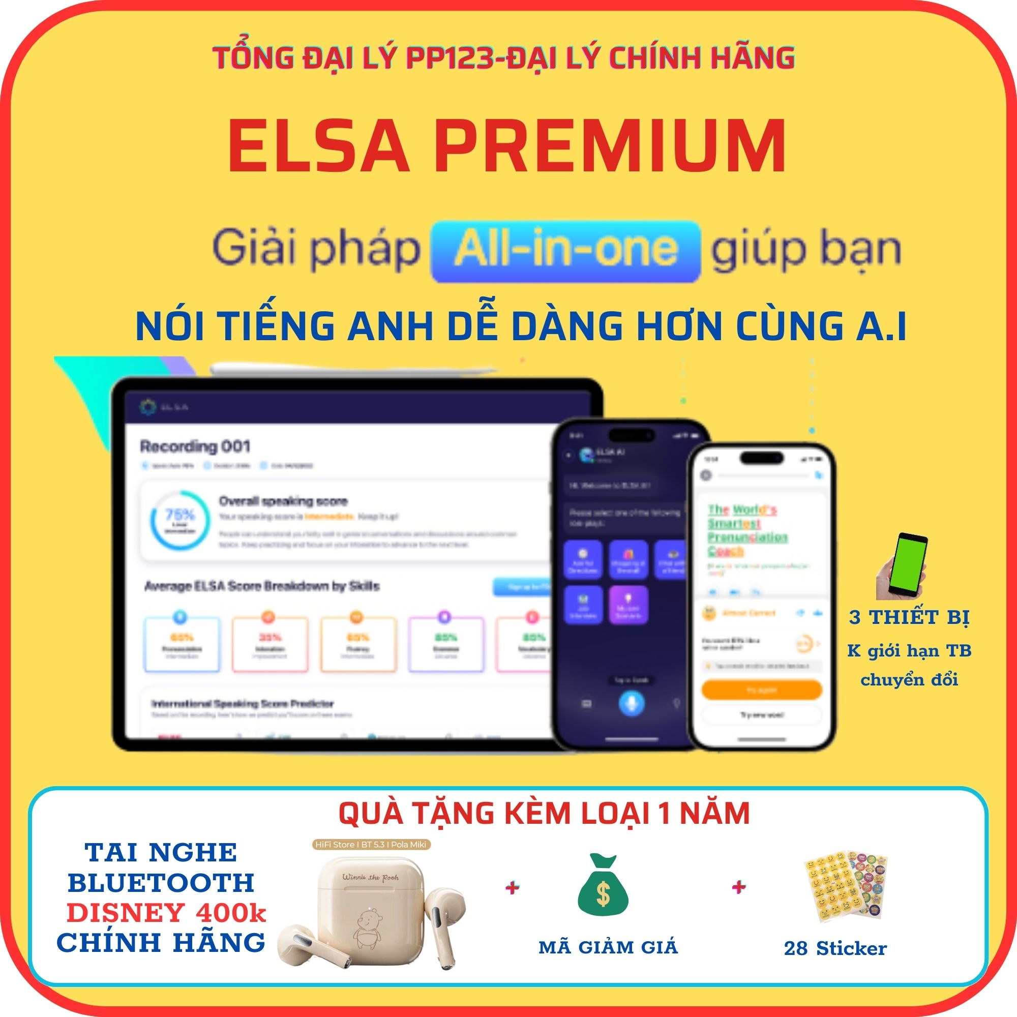 ELSA Premium Trọn bộ -Tiếng anh online chất lượng cao