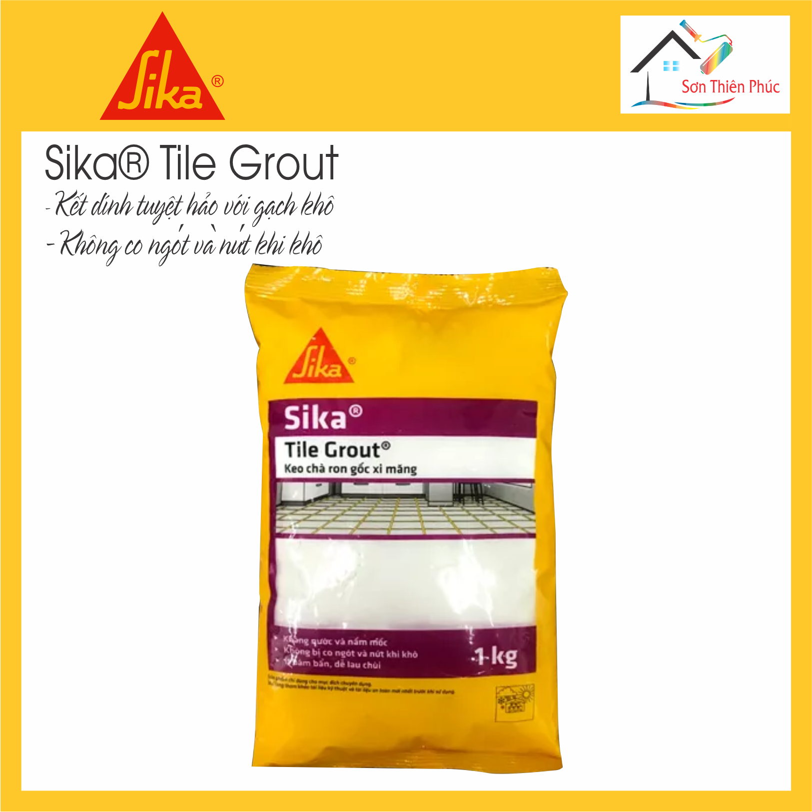 Keo chà ron Sika Tile Grout. Vữa xi măng trám khe gạch trong nhà và ngoài trời.