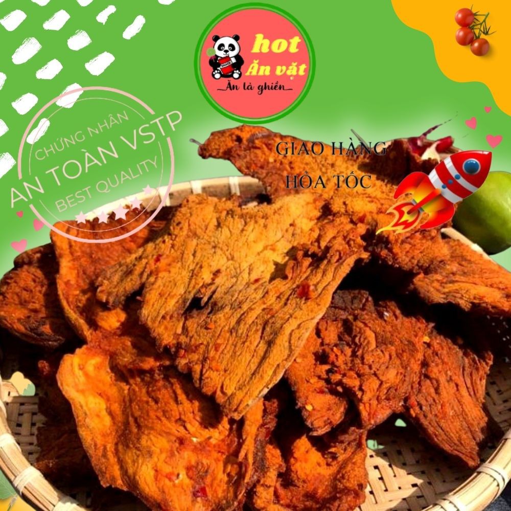 Khô bò miếng 200gr bò khô dạng miếng đồ ăn vặt giòn hồng ngự