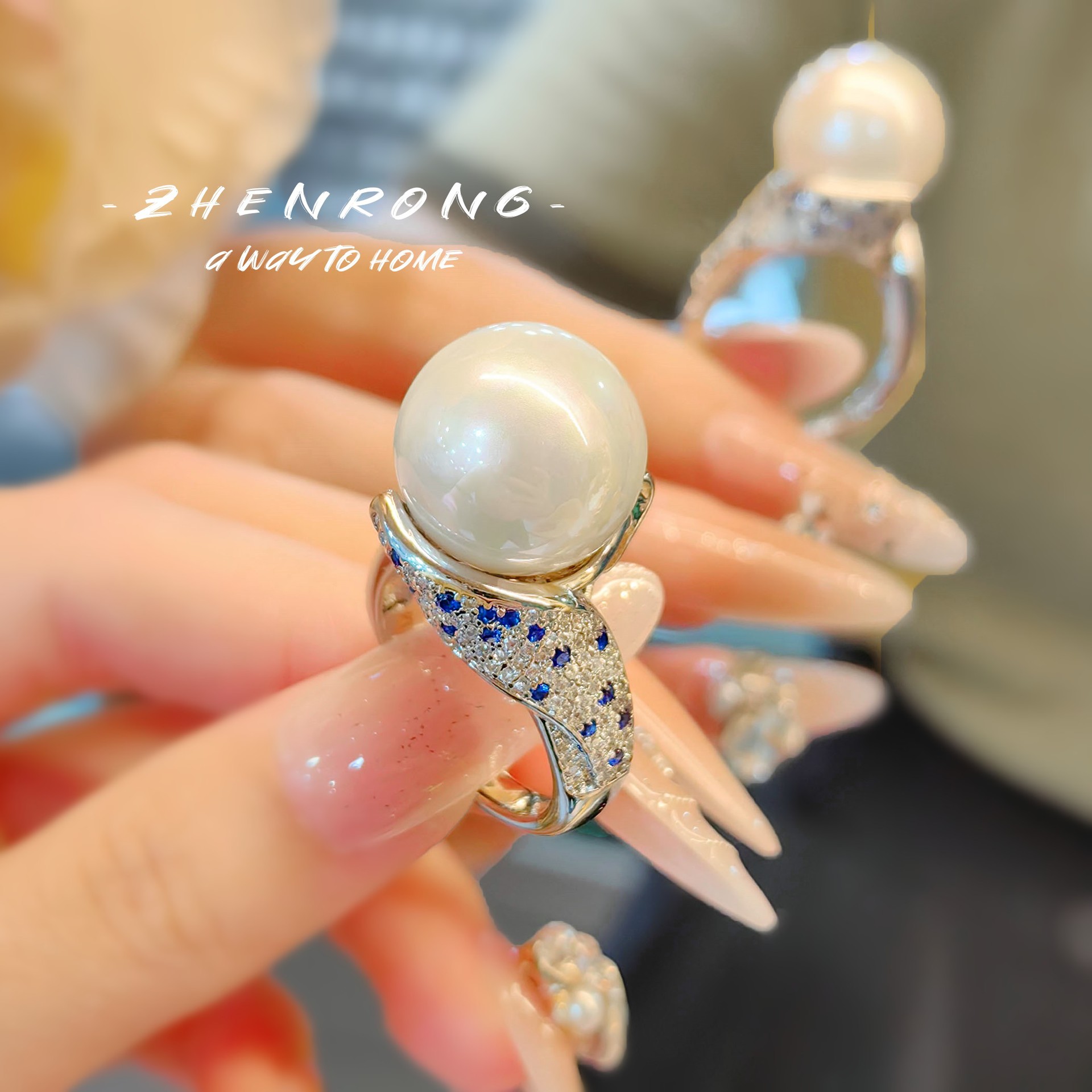Nhẫn Ngọc Trai Giả Baroque Cổ Điển Kiểu Pháp, Nhẫn Họa Tiết Da Báo Thiết Kế Hở Màu Trắng Của Úc
