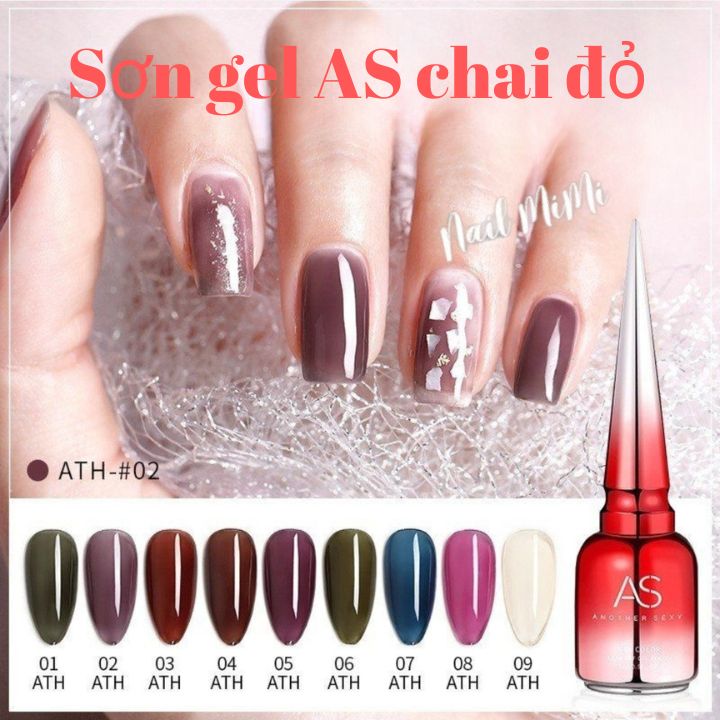 Sơn gel as màu thạch mã ath chai đỏ 15ml