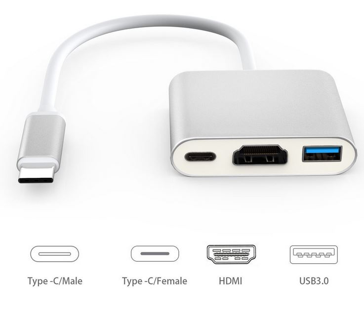  Cáp chuyển đổi từ Type c sang HDMI kết nối tivi máy chiếu + USB 3.0 kết nối phím chuột... Cáp Typec to HDMI - TYPE-C-HDMI 