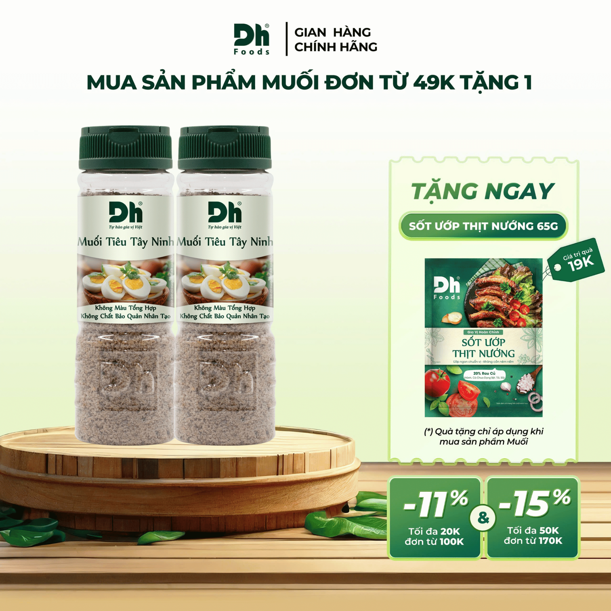 Muối Tiêu Tây Ninh 120g Dh Foods - đặc sản muối tiêu dùng chấm thịt, cá, nêm ướp món kho, canh, xào