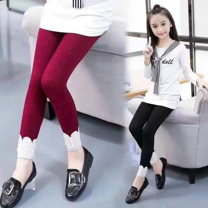 Quần legging len tăm đính ngọc, quần tất qc cho bé gái