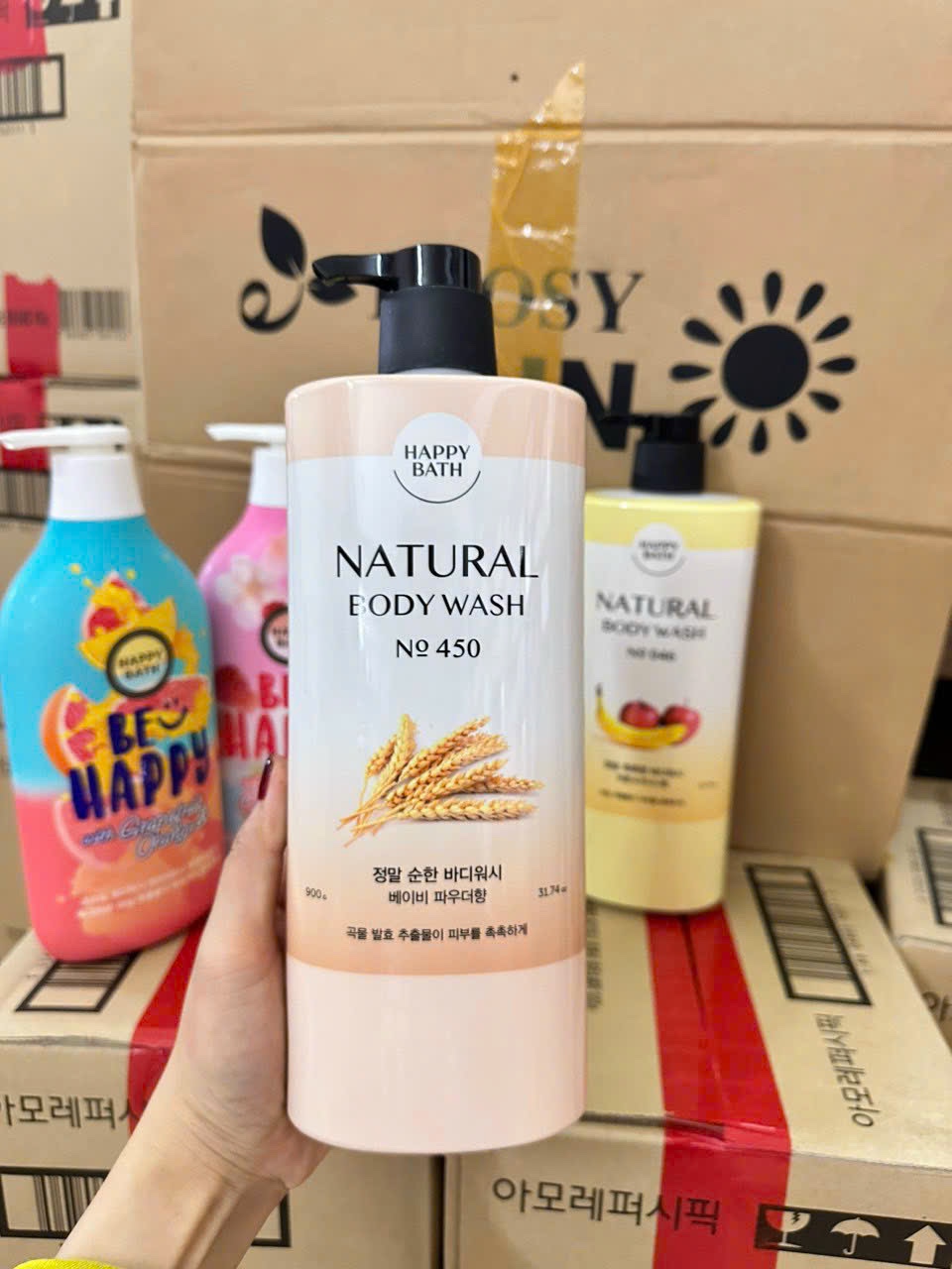 Sữa tắm gạo happy bath natural hàn quốc 900ml