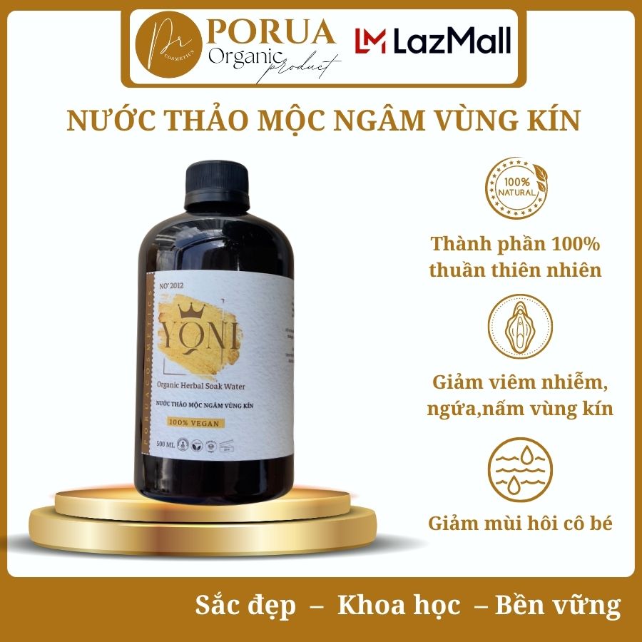 Nước thảo mộc ngâm vùng kín PORUA ngăn ngừa viêm nhiễm nấm ngứa vùng kín 500ml
