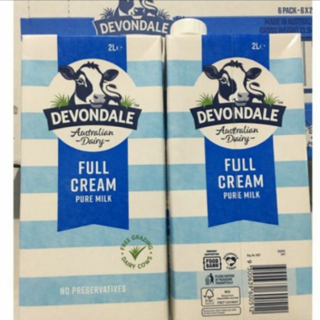 Sữa tươi devondale 2l nội địa thùng 6 hộp 2l