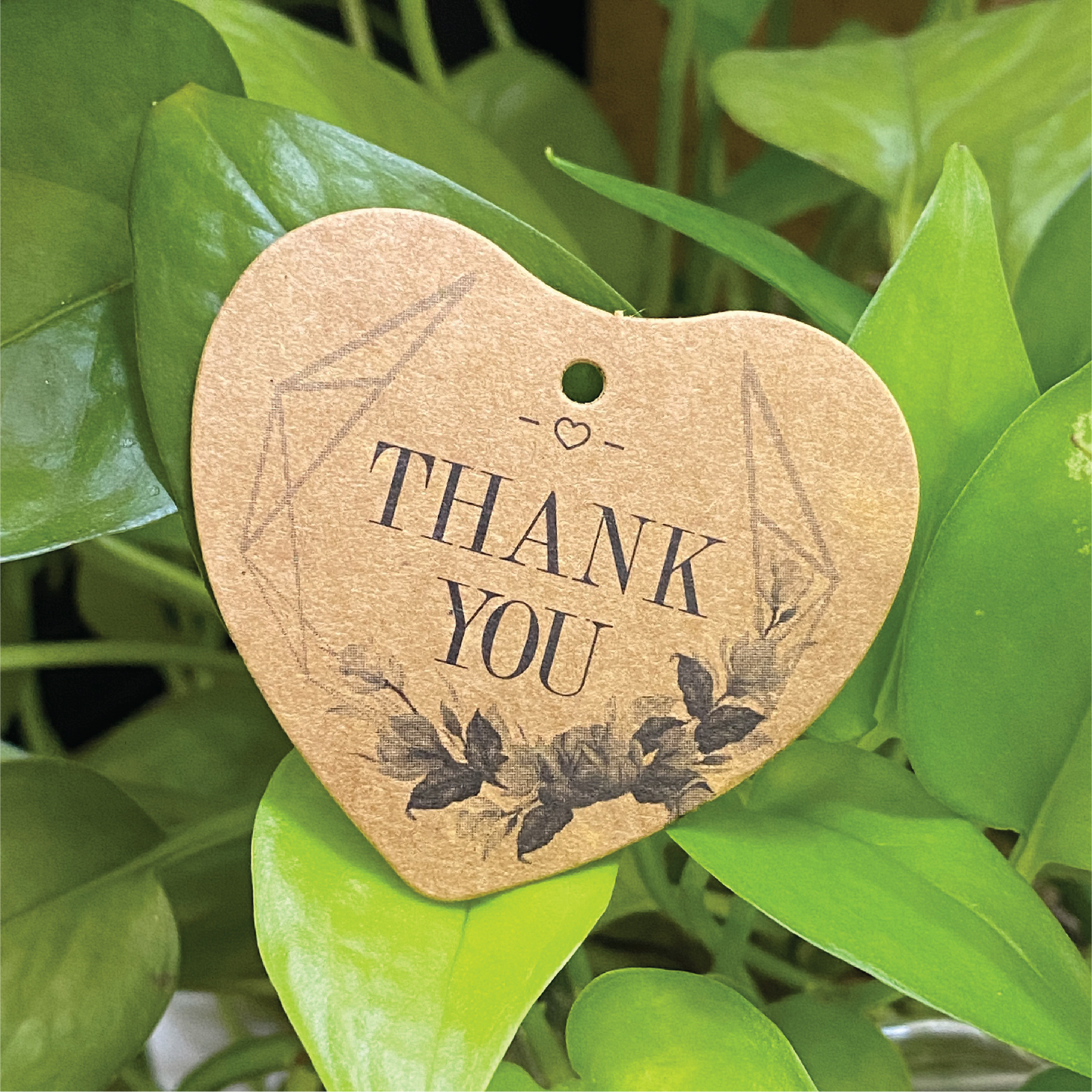 Combo 200 Tag / thẻ treo giấy kraft "Thank you" hình tim