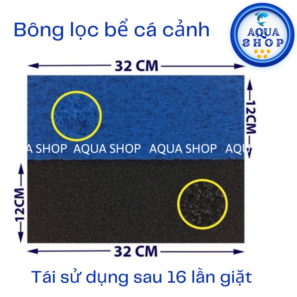Bông lọc xanh 30x90x2cm, xanh-đen 2 lớp 30x45x2cm, xanh-đen 32x12x2cm