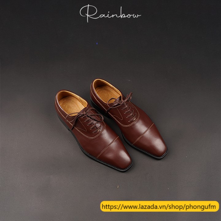 Giày tây nam Oxford da bò thật cao cấp hiệu Rainbow S007