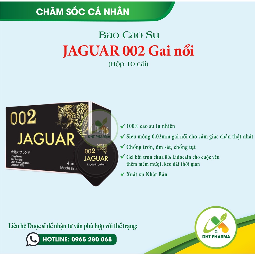 Bao cao su Jaguar báo đen cao cấp 100% cao su tự nhiên, siêu mỏng nhập khẩu Nhật Bản