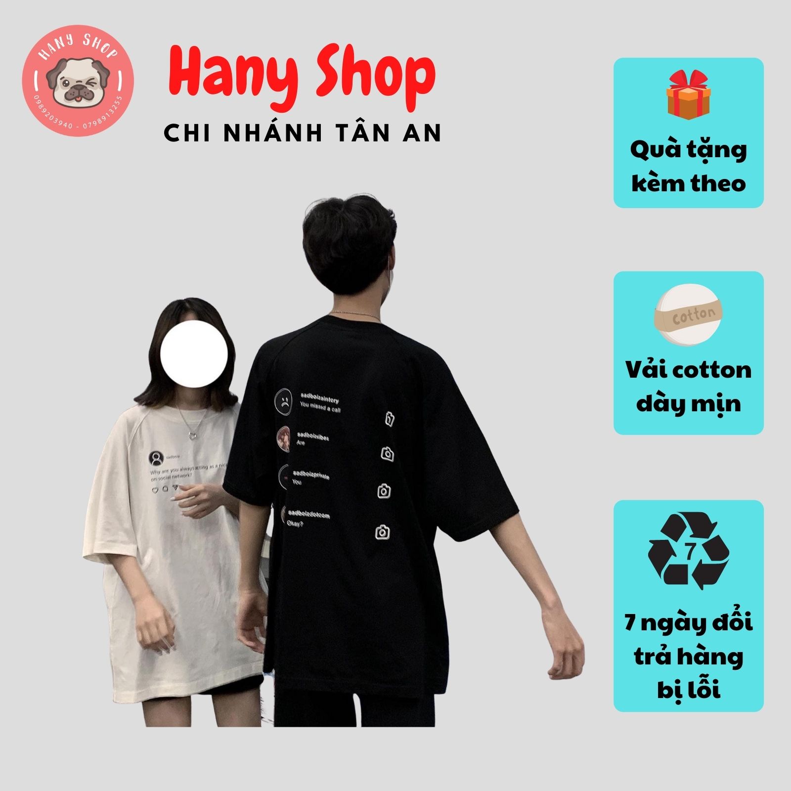 Áo thun tay lỡ form rộng Sadboiz Sadtagram Tee, vải cotton co dãn tốt, có logo tem sadboiz, hình in bền và không dính - Áo thun oversize nam nữ AL150 Hany Shop Tân An
