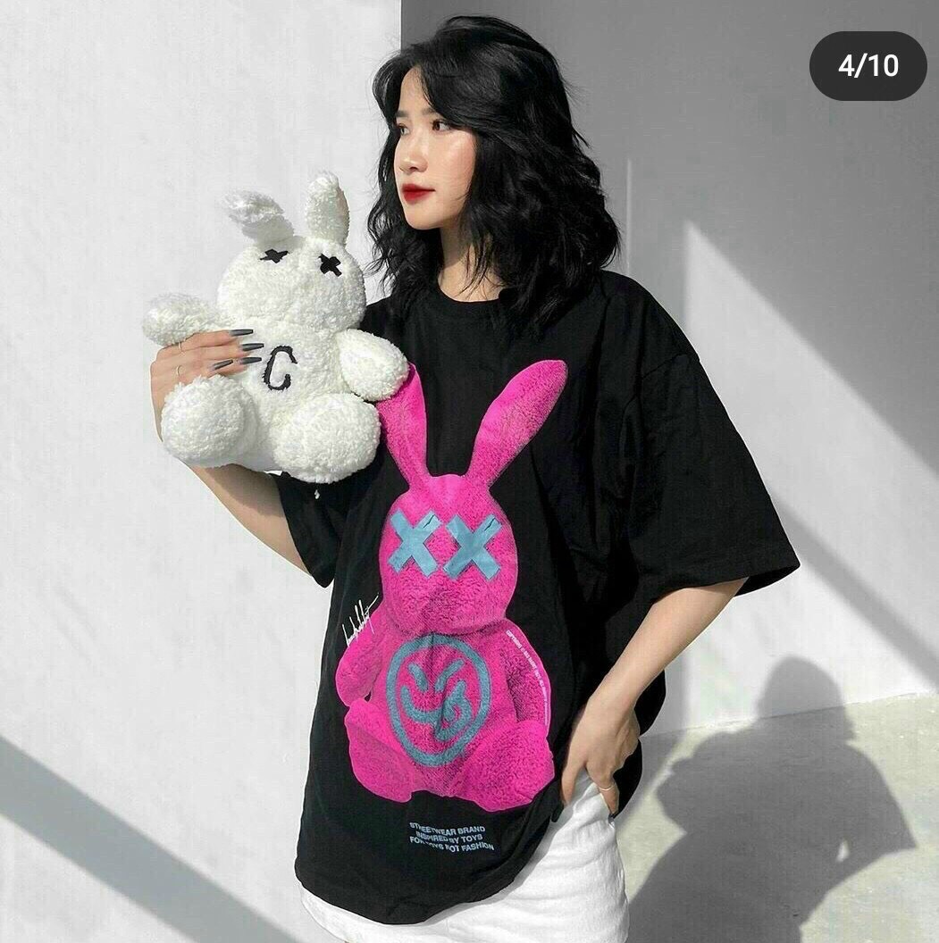 Áo thun nữ in hình tai thỏ hottrend siêu cute
