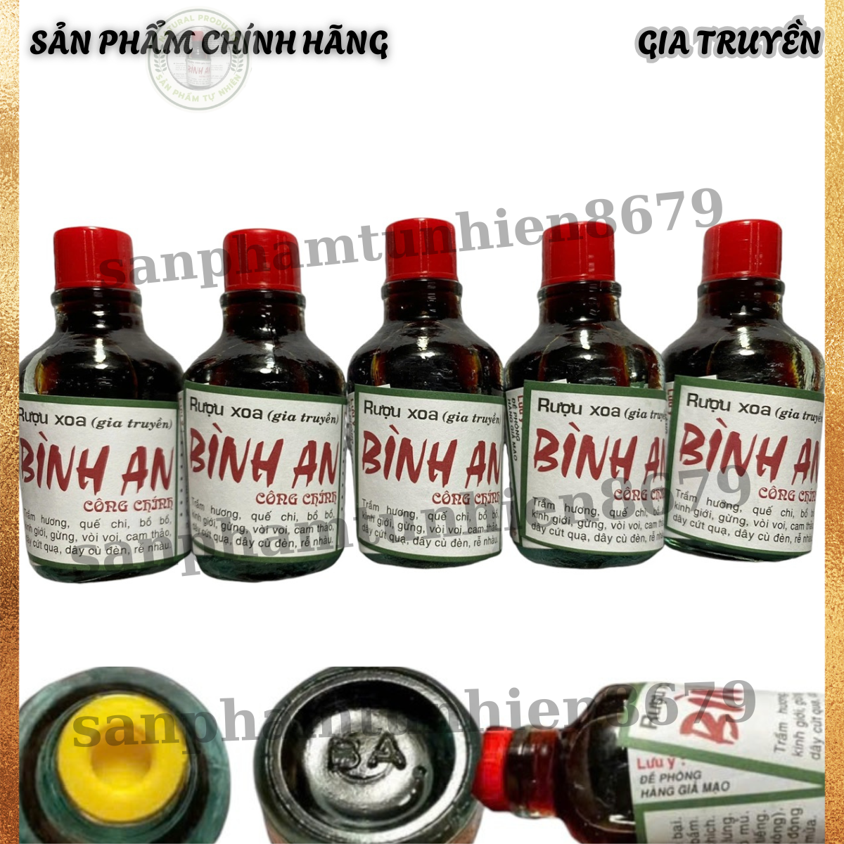  Chính Hãng -  Combo 5 chai  Dầu xoa bóp rượu xoa bóp Bình An gia truyền cho người lớn tuổi chai 30ml 