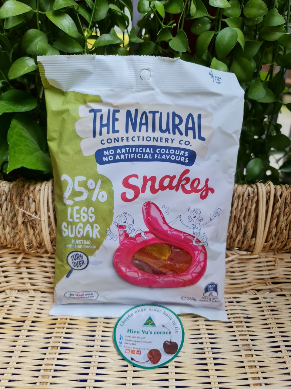 [HCM]Kẹo dẻo hình rắn Úc ít ngọt - The Natural Snake 260g 25% less sugar