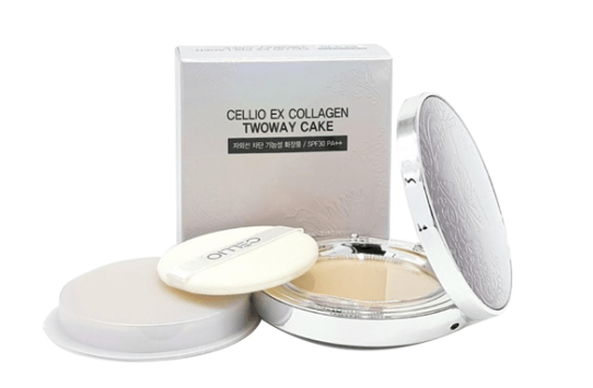 Phấn phủ siêu mịn chống nắng Cellio Ex Collagen Twoway Cake